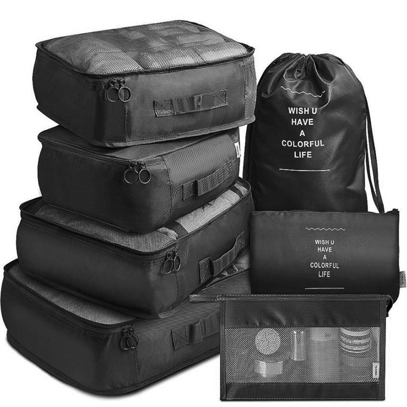 Travel Storage Bag Set of 7 – Thickened Suitcase Organizer Bags for Clothes, Underwear & Toiletries | Pink, Teal, Blue, Grey, Black