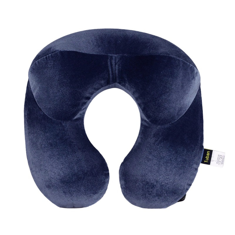 Women’s Inflatable Travel Neck Pillow – U-Shaped Ergonomic Support | Korean Velvet | Hot Pink, Blue & Grey