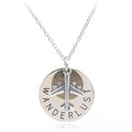 Unique Design Aircraft Airplane Necklace Vintage High Quality Round Lettering WANDERLUST Travel Pendant Necklaces For Women