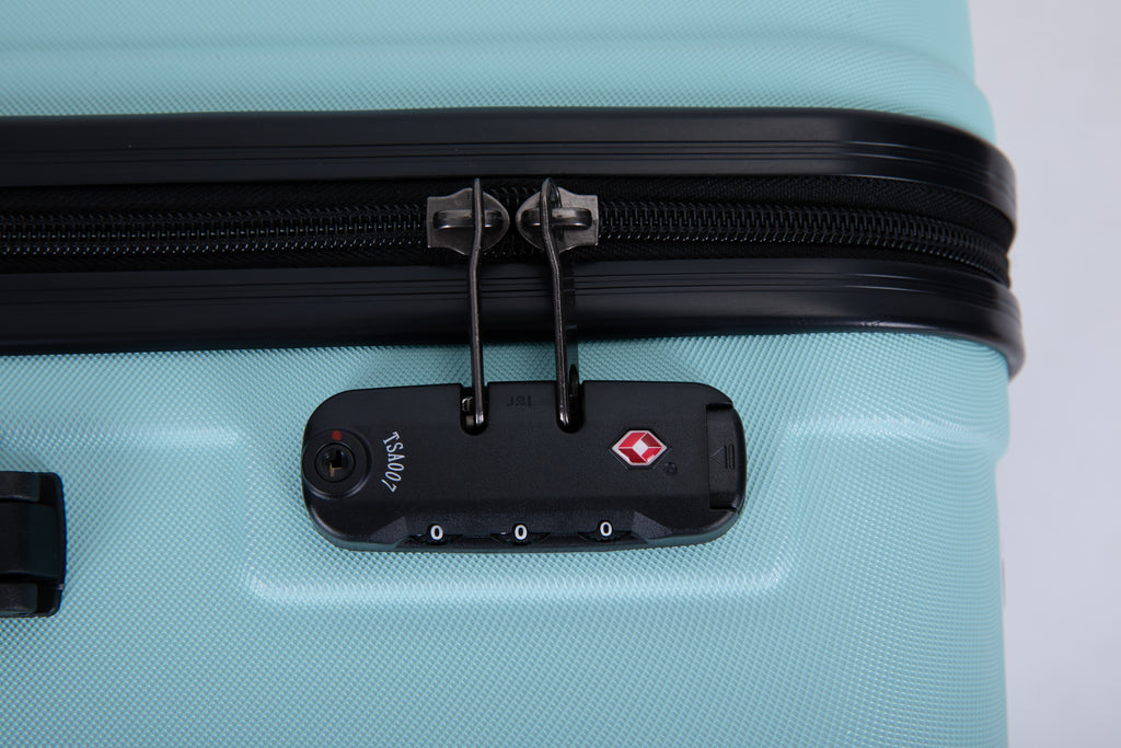 3 Piece Luggage Sets ABS Lightweight Suitcase with Two Hooks, Spinner Wheels, TSA Lock, (20/24/28)   Green