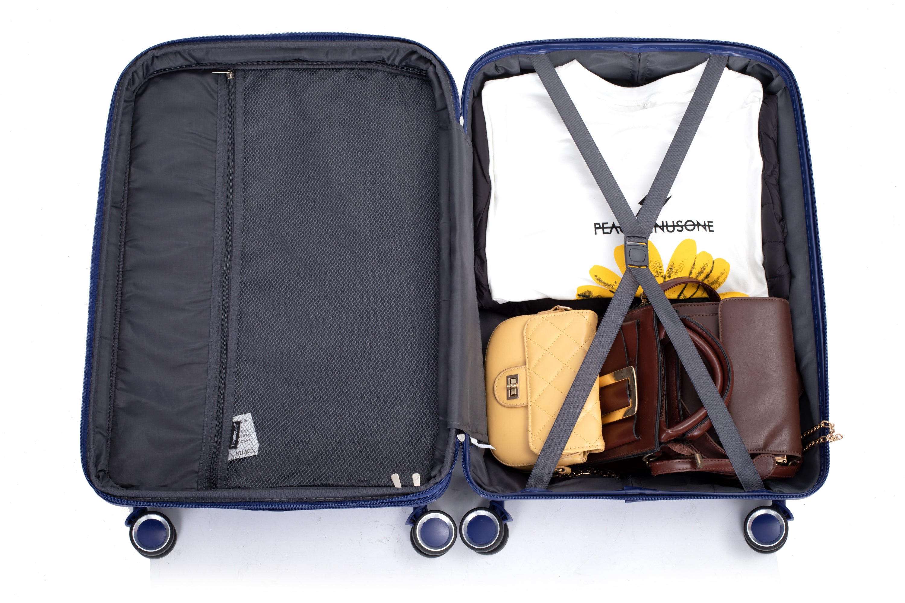 Expandable Hardshell Suitcase Double Spinner Wheels PP Luggage Sets Lightweight Durable ,3-Piece Set (20/24/28) ,Navy