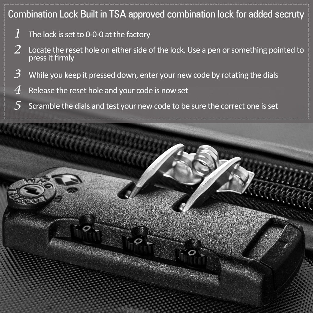 Black 3-Piece Hardside Spinner Luggage Set with TSA Lock | 20” 24” 28” Expandable Suitcase Set with 360° Wheels