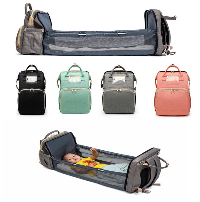 3-in-1 Baby Folding Travel Crib | Diaper Changing Table + Portable Bassinet + Large Capacity Mommy Bag